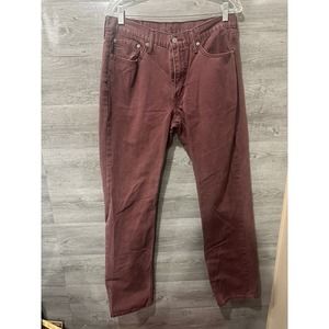 Levis Men 33x34 Jeans 514 Straight Leg Denim Pants Maroon Red White Tab